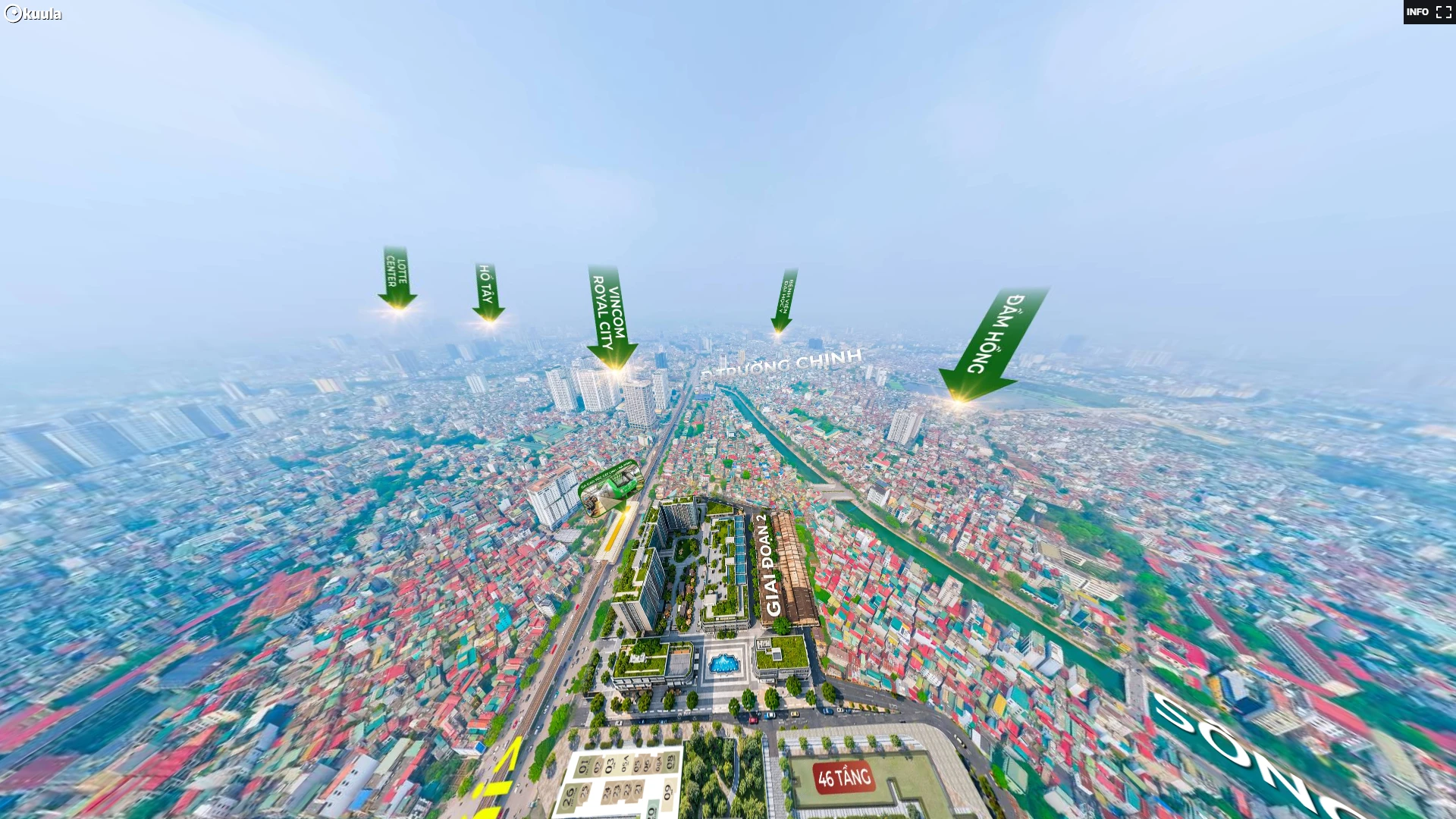 View 360 Hanoi Seasons Garden hướng Trường Chinh và Vinhomes Royal City